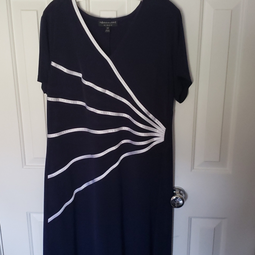 Navy Dress shirt sleeve v neck